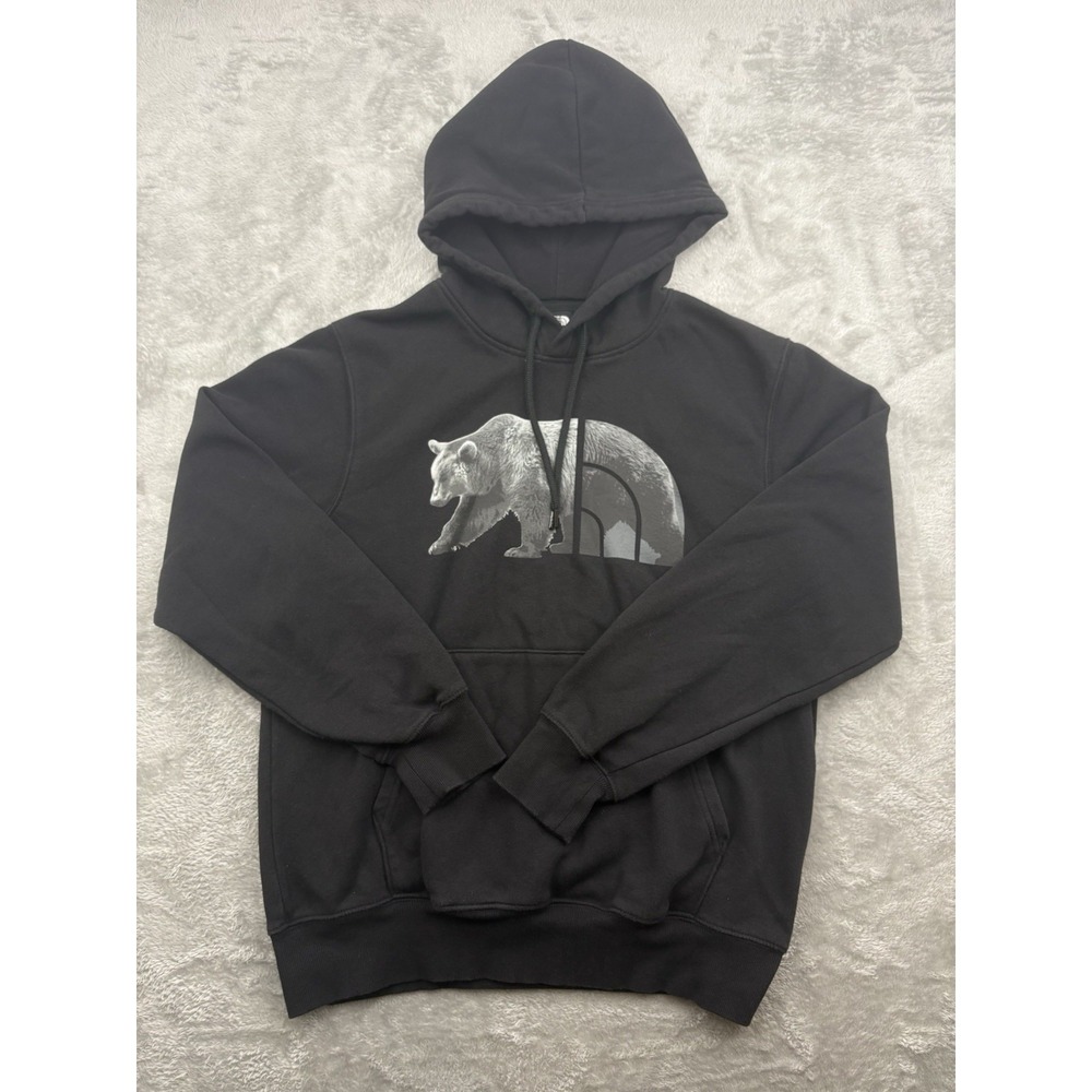 North Face Men's‎ Black Pullover Bear Graphic Hoodie Size Medium Long sleeve
